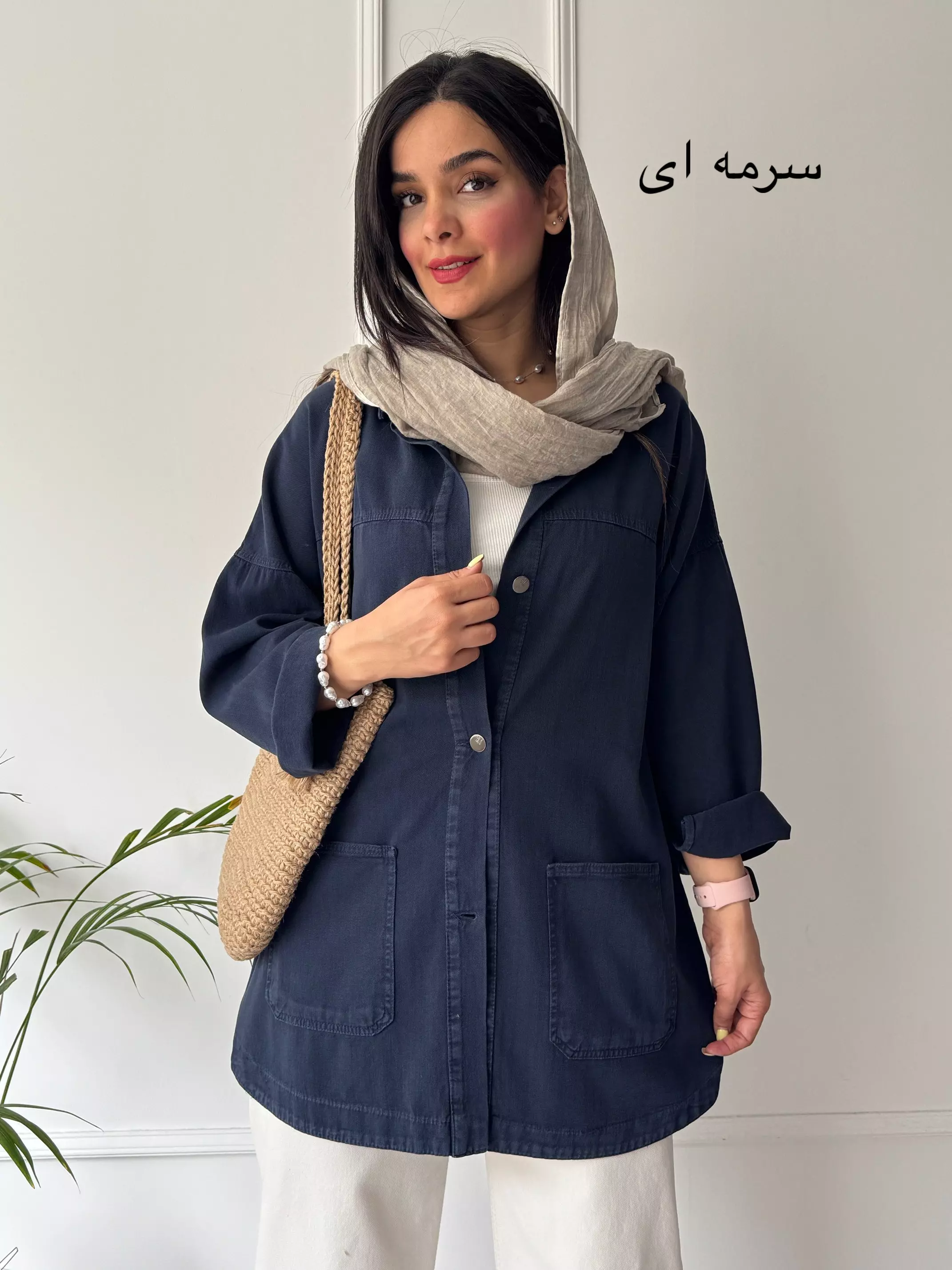 مانتو کتان جیب پایین